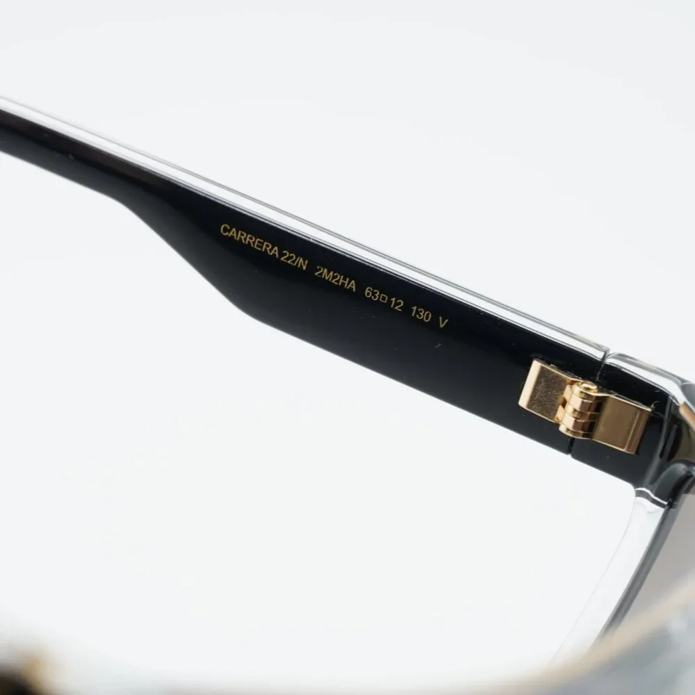 CARRERA 22/N 02M2 HA Sunglasses Black/Gold Shield Frame, Brown Gradient Lenses